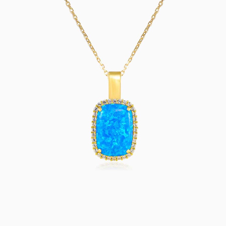 Woman Monte Cristo | Massive Cabochon Blue Opal Gold Pendant