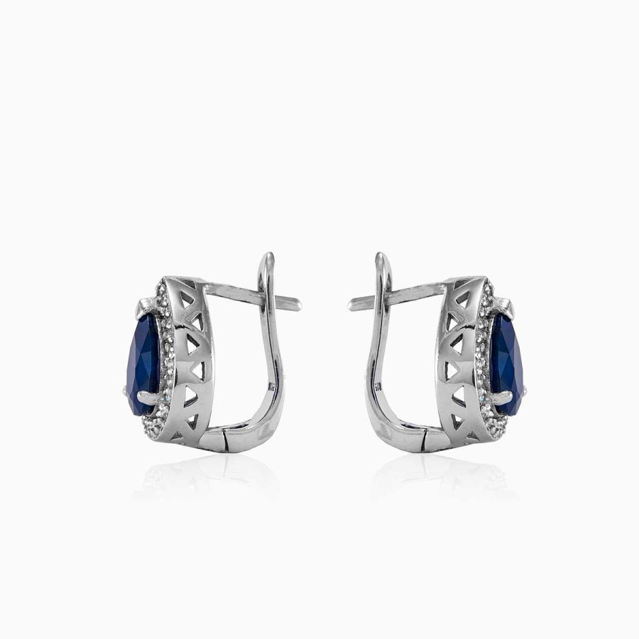 Woman Monte Cristo | Pear Sapphire Silver Earrings