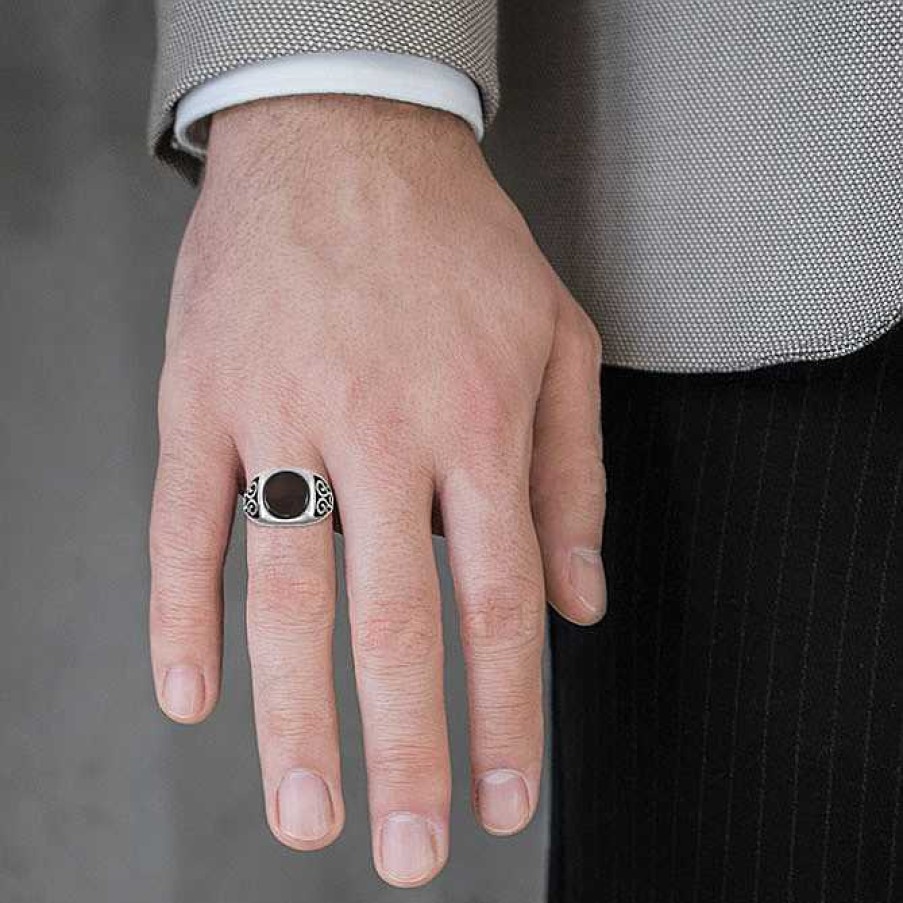 Man Monte Cristo | Round Brown Agate Ring