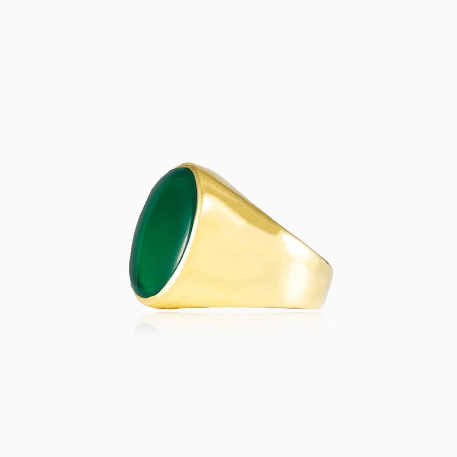 Woman Monte Cristo | Oval Gold Plated Jade Ring