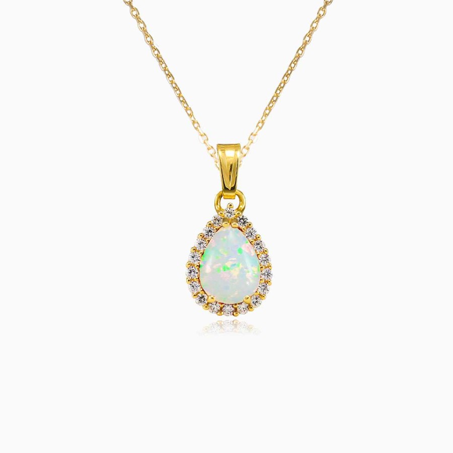 Woman Monte Cristo | Pear White Opal Gold Pendant