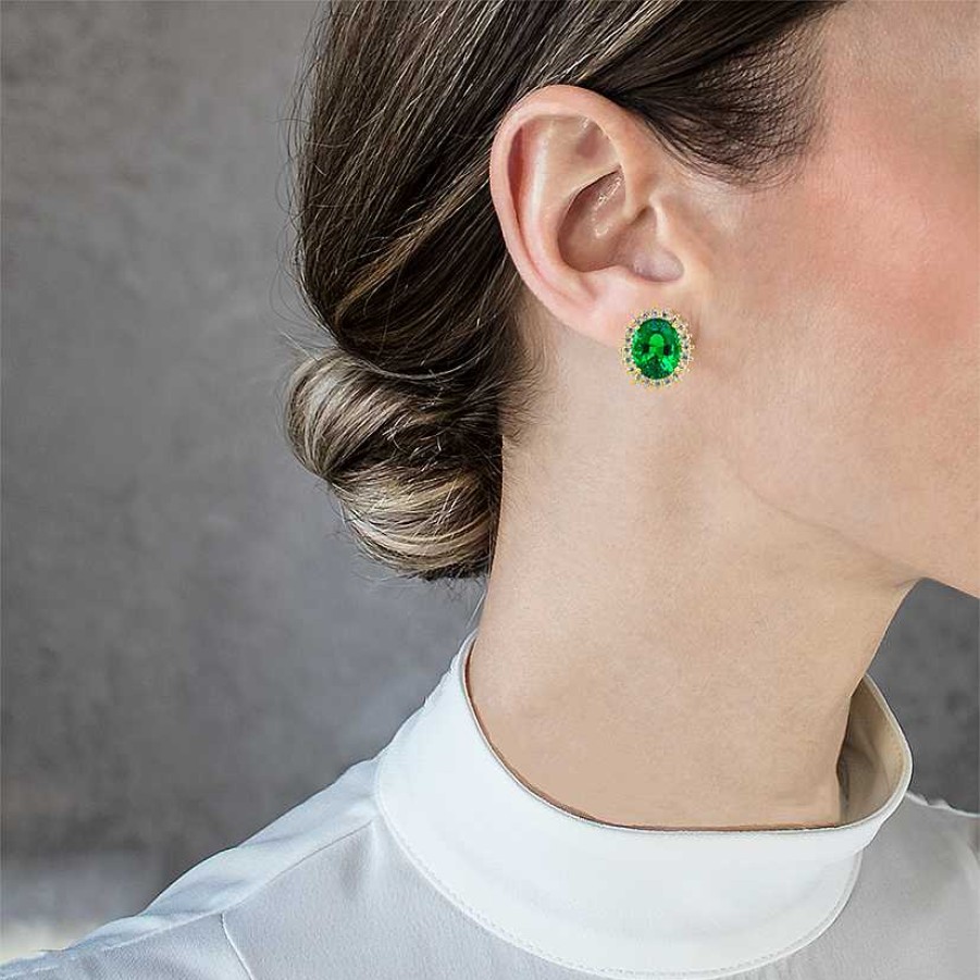 Woman Monte Cristo | Royal Oval Green Quartz Gold Earrings