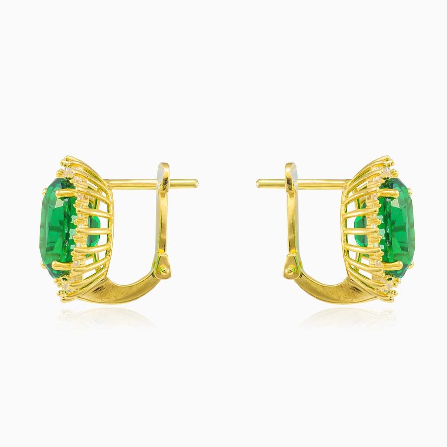 Woman Monte Cristo | Royal Oval Green Quartz Gold Earrings