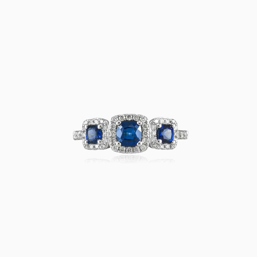 Woman Monte Cristo | Three Cushion Sapphires Ring