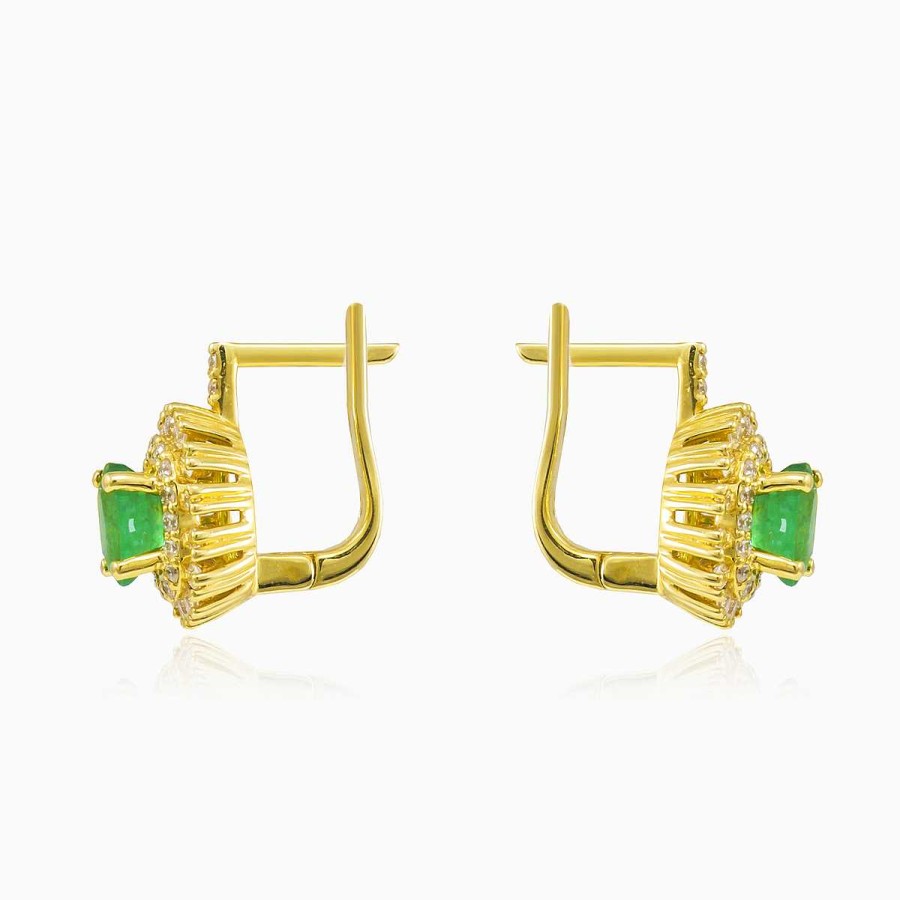 Woman Monte Cristo | Double Halo Emerald Earrings