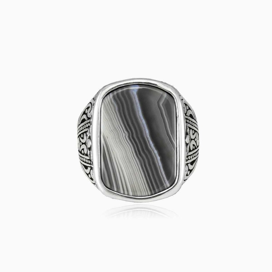 Man Monte Cristo | Flat Agate Ring