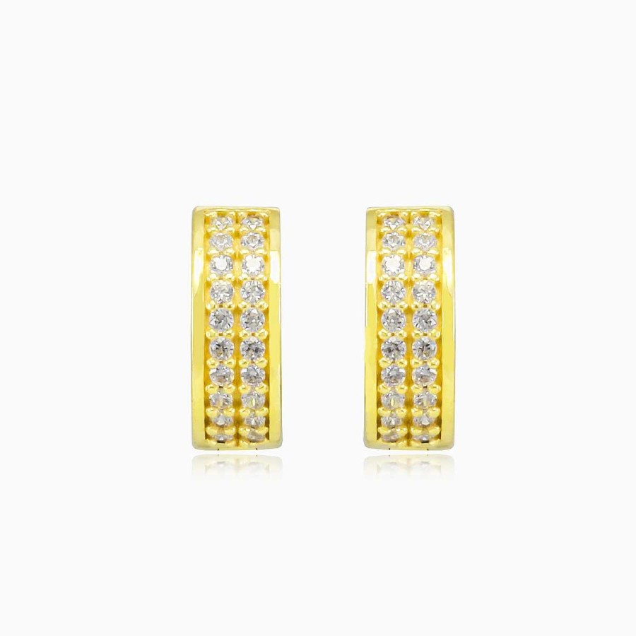 Woman Monte Cristo | Crystal Gold Huggie Earrings