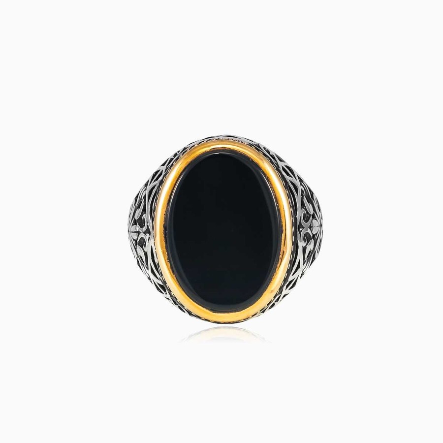 Man Monte Cristo | Oriental Flat Onyx Ring