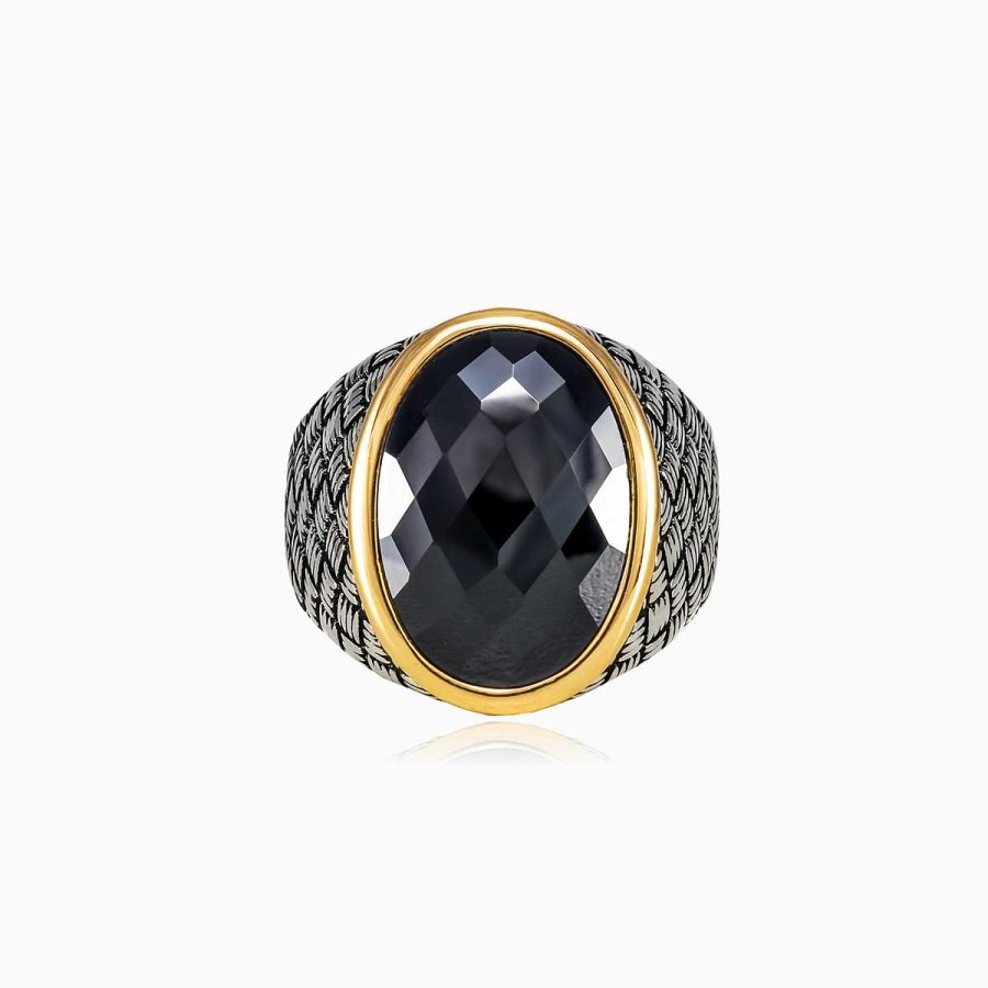 Man Monte Cristo | Oval Braided Onyx Ring