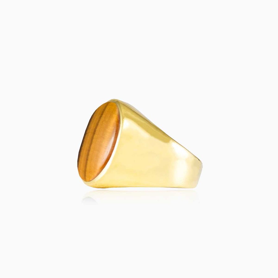 Woman Monte Cristo | Oval Gold Plated Tiger Eye Ring