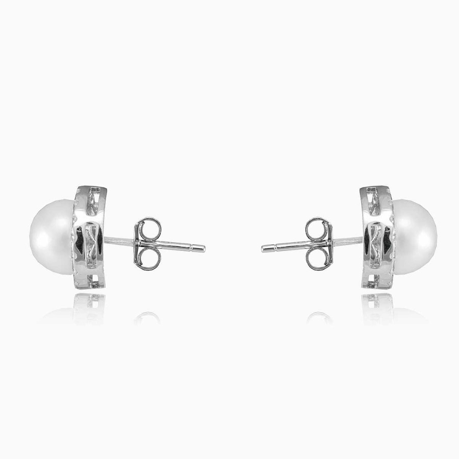 Woman Monte Cristo | Halo Silver Pearl Earrings