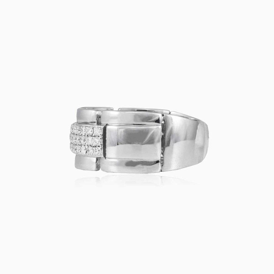 Man Monte Cristo | Link White Gold Diamond Men Ring