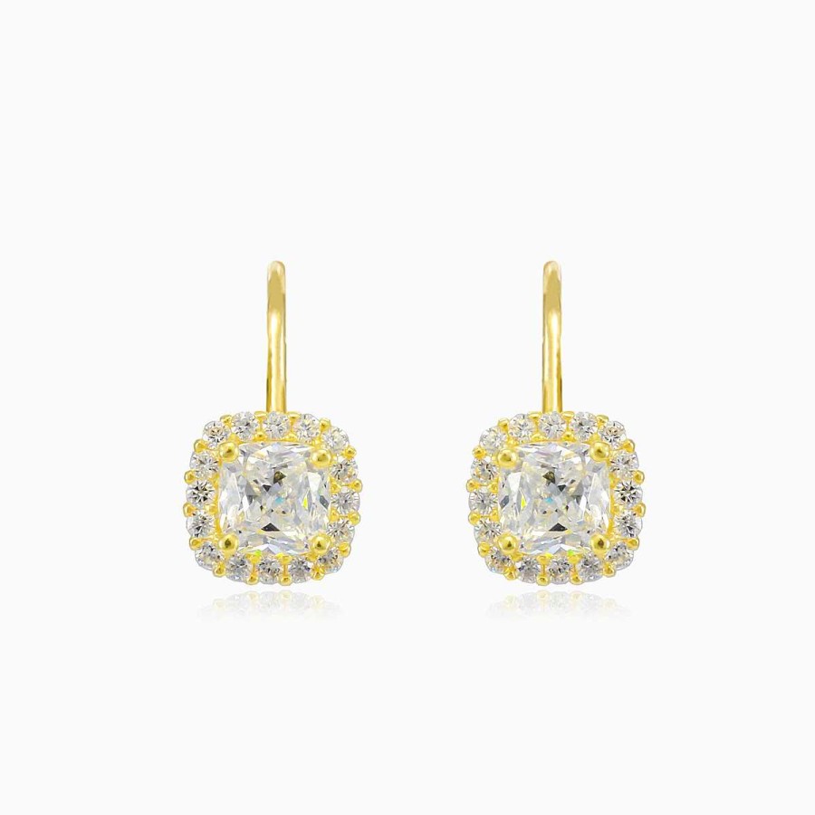 Woman Monte Cristo | Cushion Crystal Gold Earrings