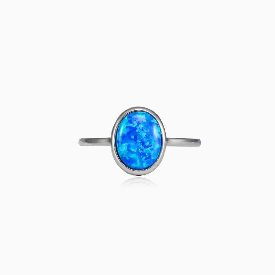 Woman Monte Cristo | Cabochon Blue Opal Ring