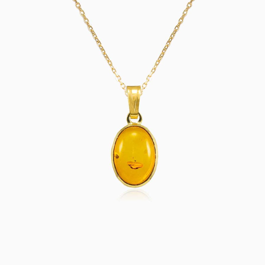 Woman Monte Cristo | Oval Amber Gold Pendant