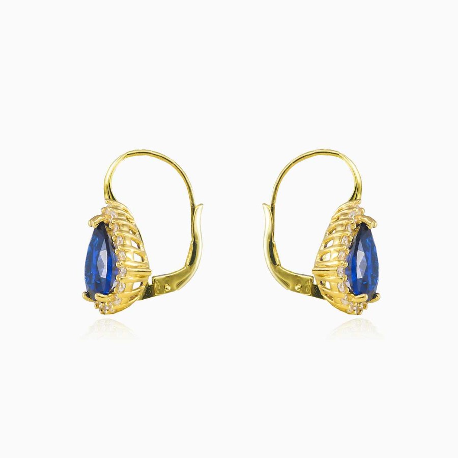 Woman Monte Cristo | Pear-Cut Blue Quartz Gold Earrings