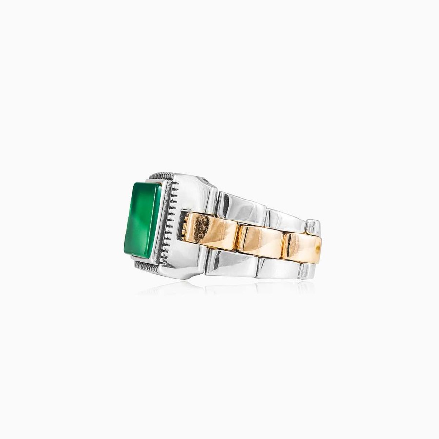 Man Monte Cristo | Square Jade Oyster Strap Ring