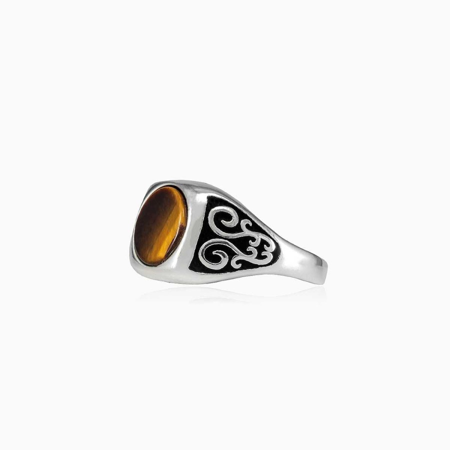 Man Monte Cristo | Round Tiger Eye Ring