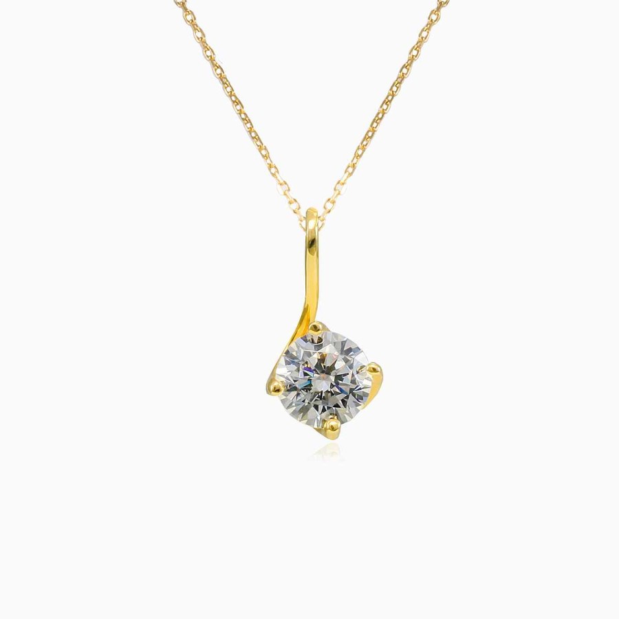 Woman Monte Cristo | Twisted Solitaire Gold Pendant