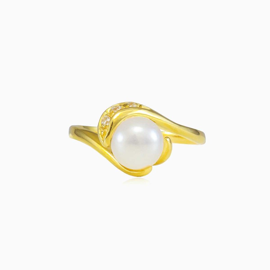 Woman Monte Cristo | Unique White Pearl Crystal Ring