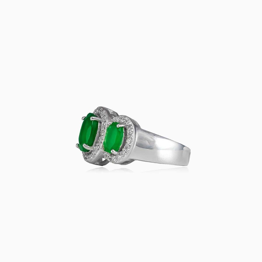 Woman Monte Cristo | Three Oval Jade Ring