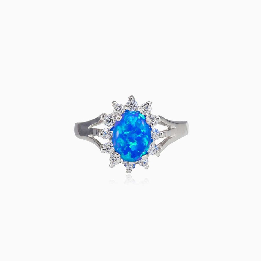 Woman Monte Cristo | Triple Shoulder Blue Opal Ring