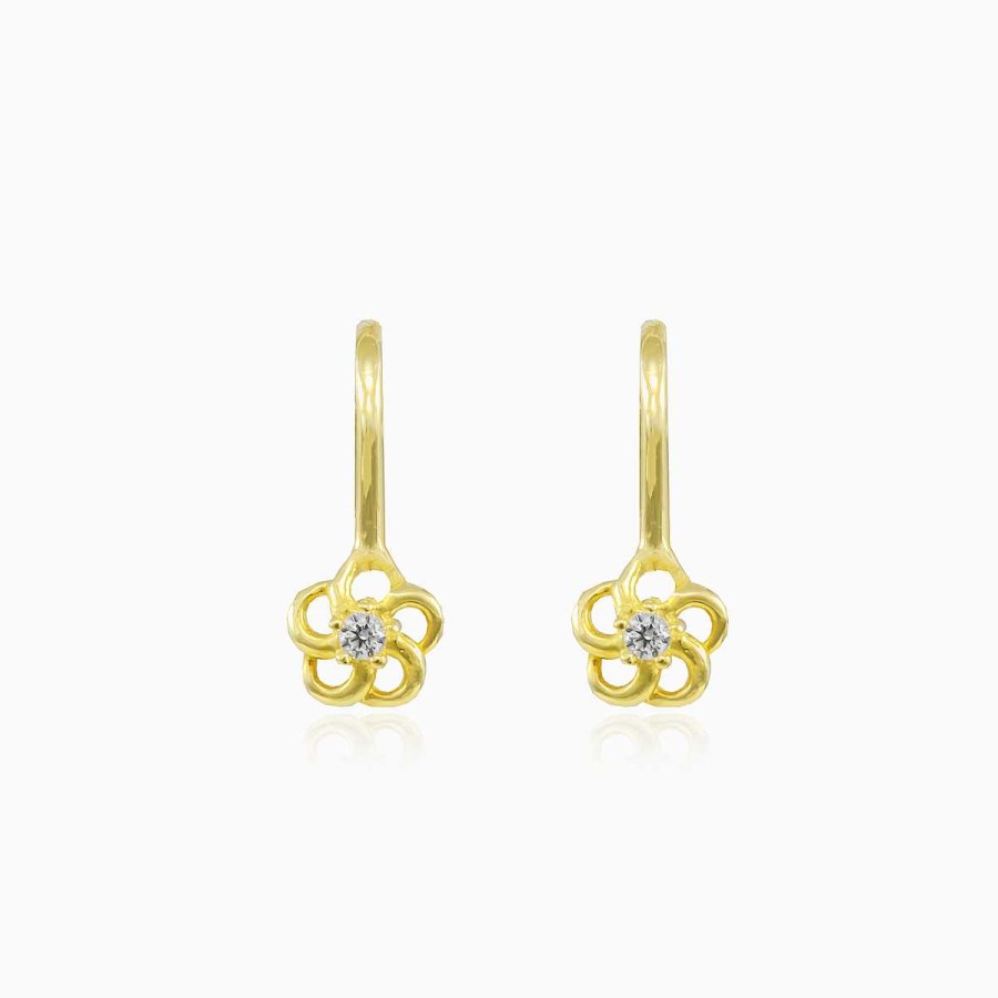 Woman Monte Cristo | Minimalist Gold And Crystal Flower Earrings