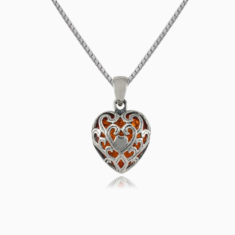 Woman Monte Cristo | Amber Heart Pendant