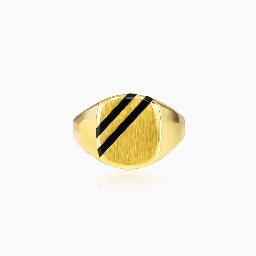 Man Monte Cristo | Two Enamels Lines Gold Ring