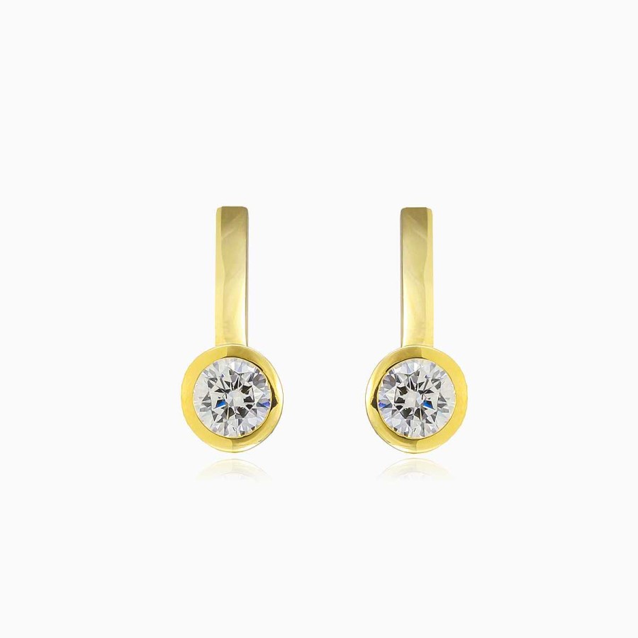 Woman Monte Cristo | Bezel Gold Crystal Earrings