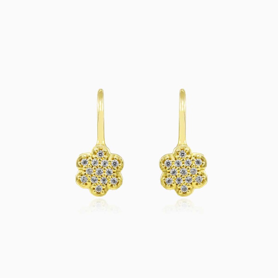 Woman Monte Cristo | Gold And Crystal Flower Earrings