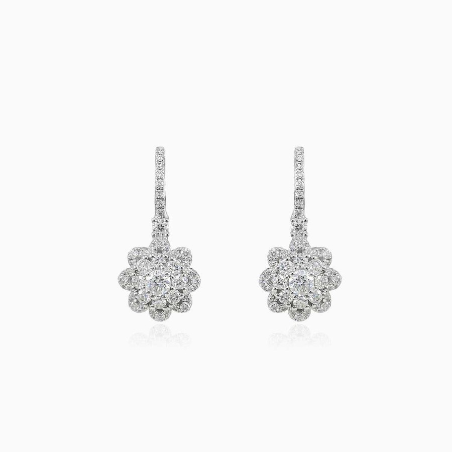 Woman Monte Cristo | Drop Diamond Flower Earrings