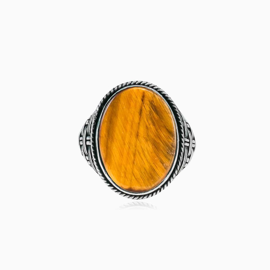 Man Monte Cristo | Threaded Oval Tiger Eye Ring