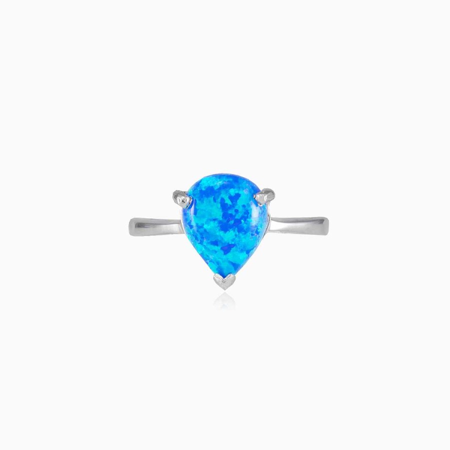 Woman Monte Cristo | Pear Blue Opal Silver Ring