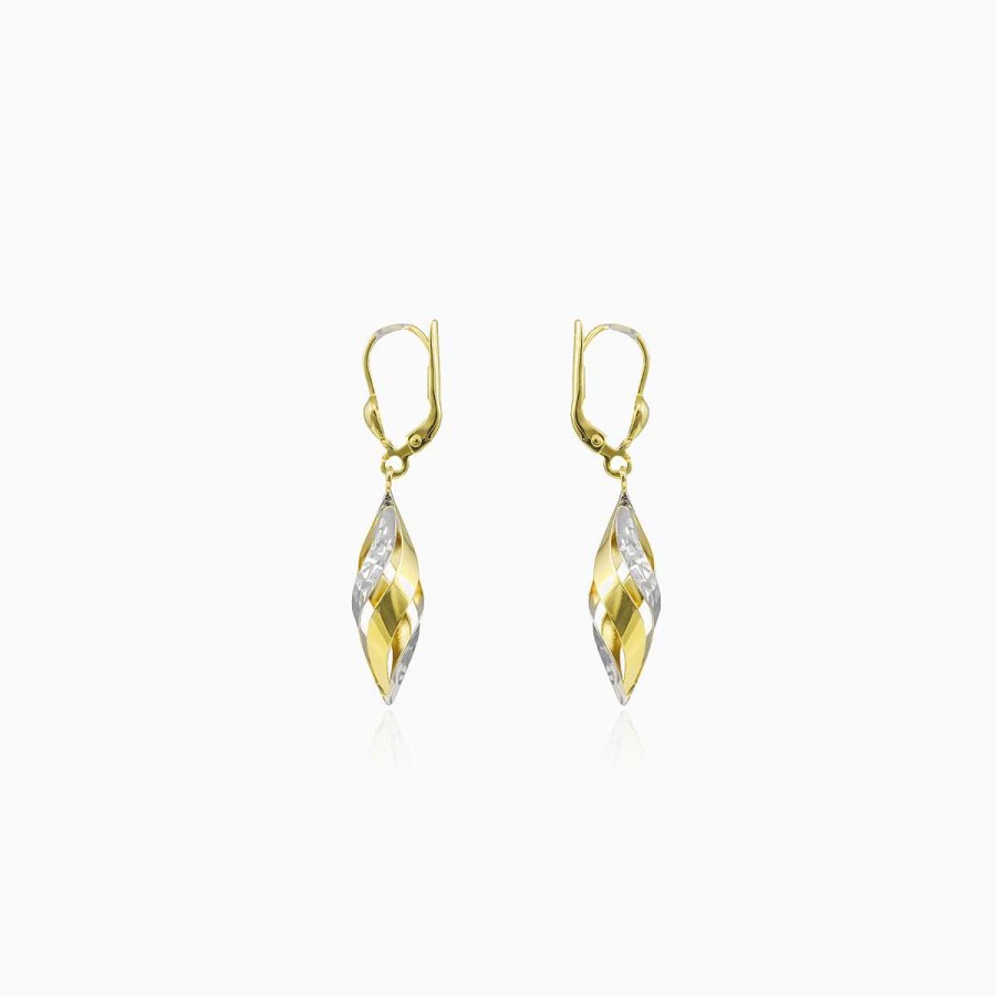 Woman Monte Cristo | Dangling Spiral Two-Tone Gold Earrings