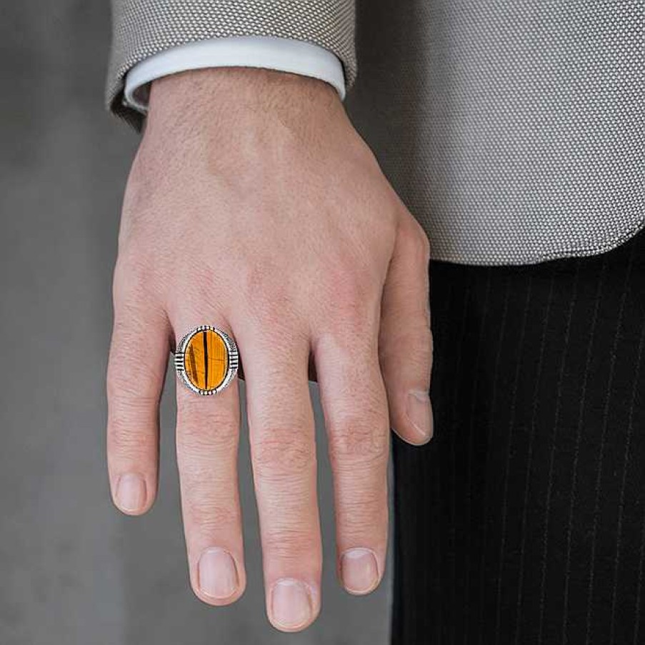 Man Monte Cristo | Four Lines Tiger Eye Ring