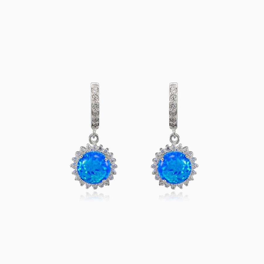 Woman Monte Cristo | Round Drop Blue Opal Earrings