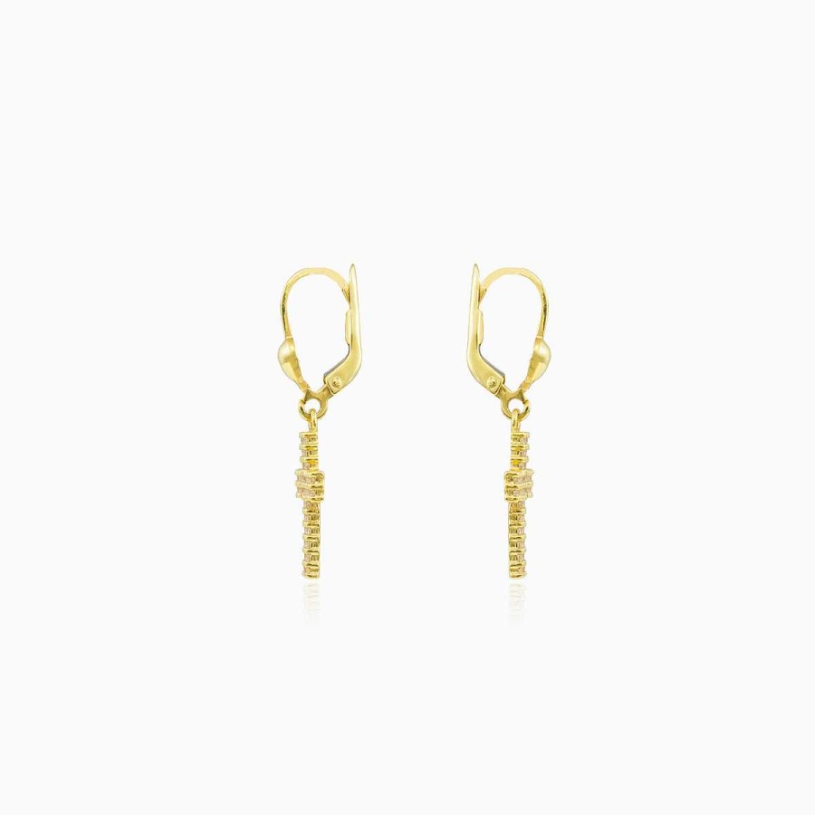 Woman Monte Cristo | Gold Cross And Crystals Earrings