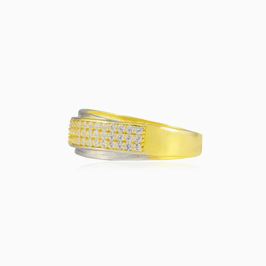 Woman Monte Cristo | Three-Row Crystal Gold Ring