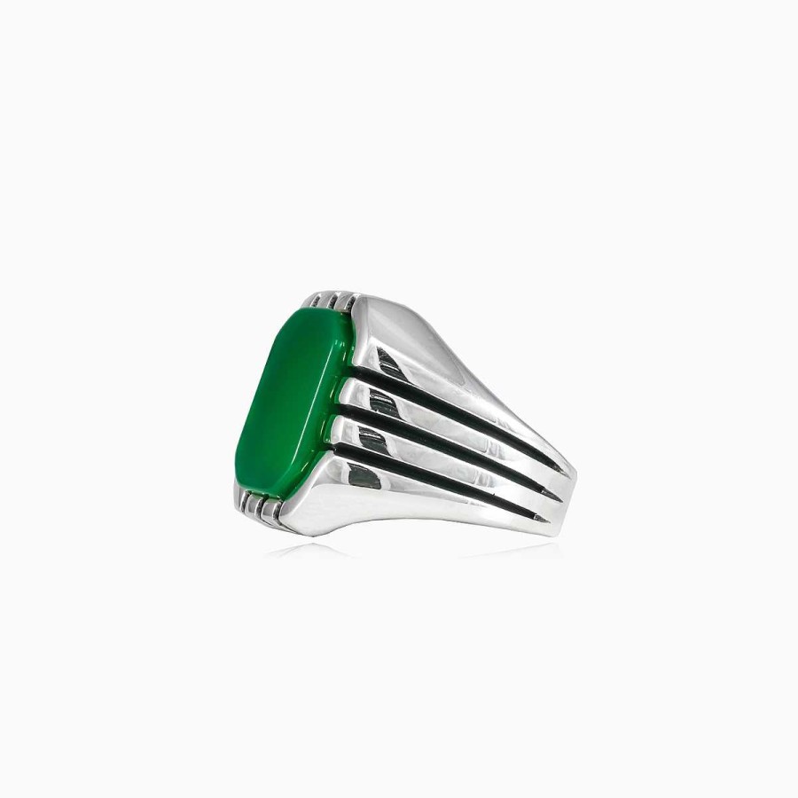 Man Monte Cristo | Rectangle Retro Jade Ring