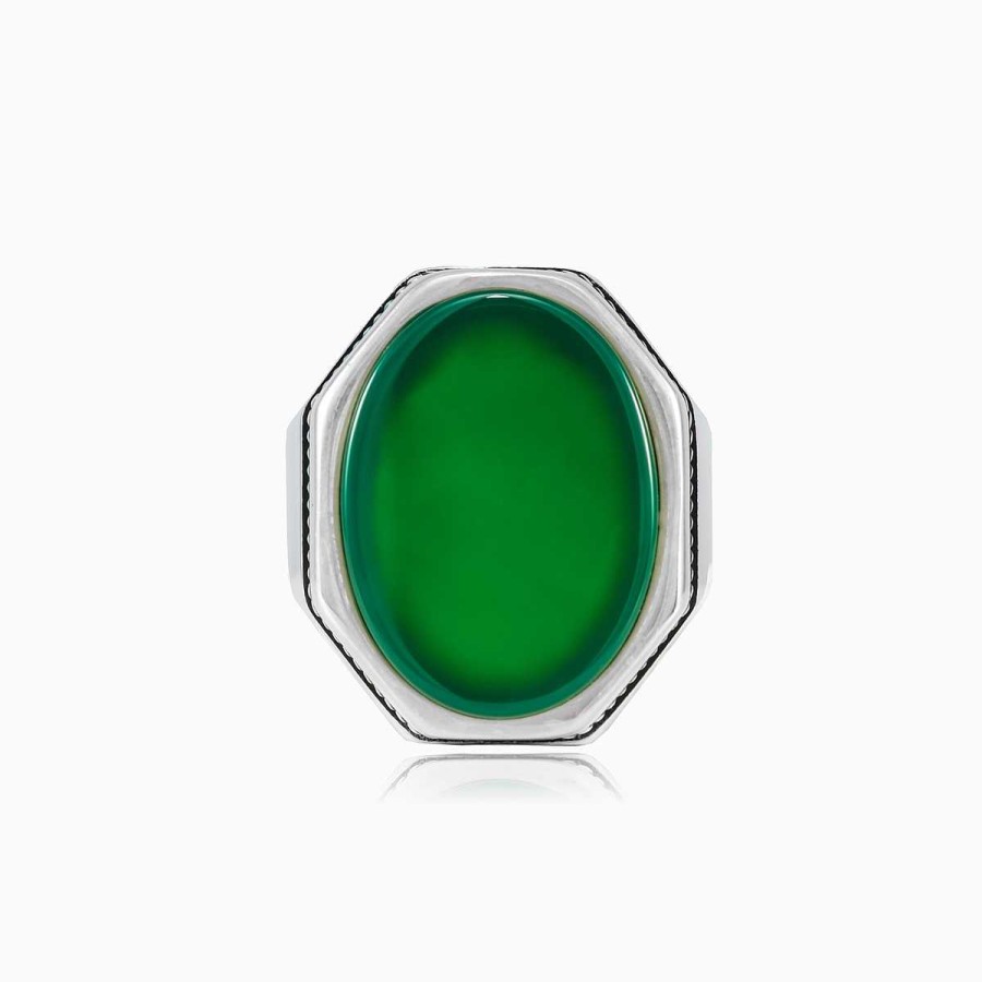 Man Monte Cristo | Flat Octagonal Jade Ring