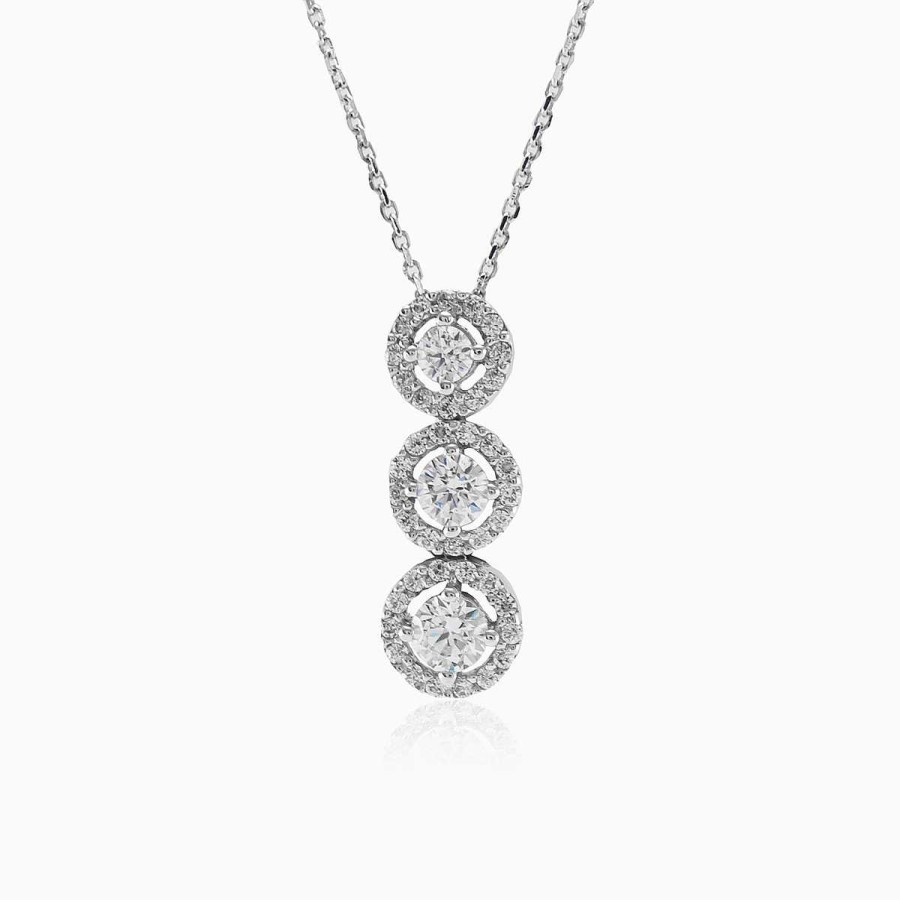 Woman Monte Cristo | Three Halo White Gold Necklace