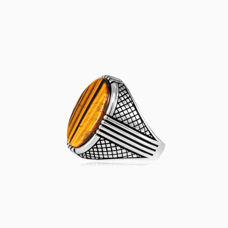 Man Monte Cristo | Four Lines Tiger Eye Ring