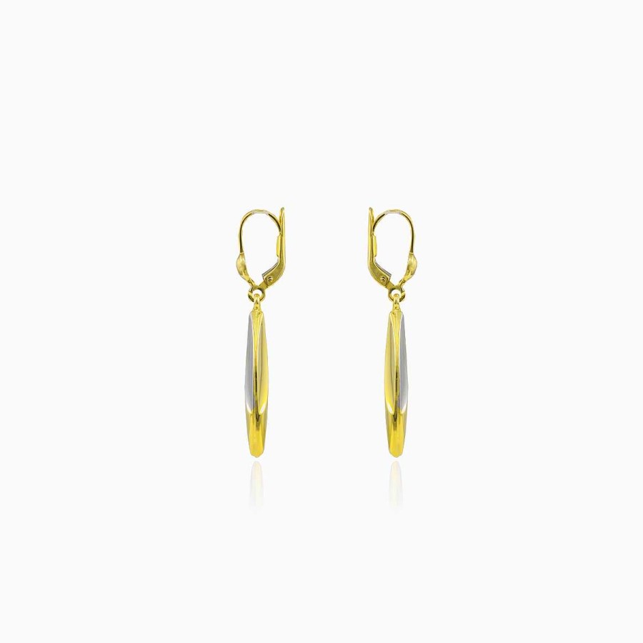 Woman Monte Cristo | Dangling Two-Color Shiny Gold Earrings