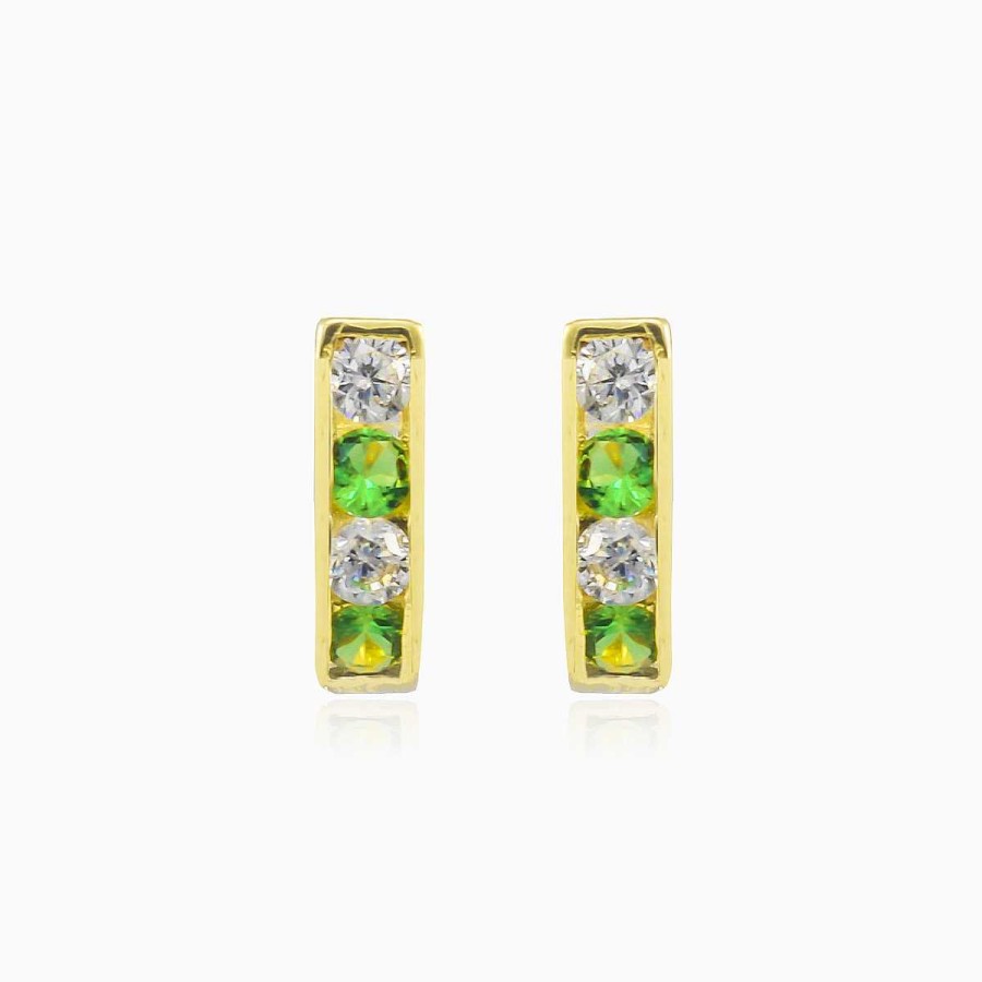 Woman Monte Cristo | Green Quartz Mini Gold Earrings