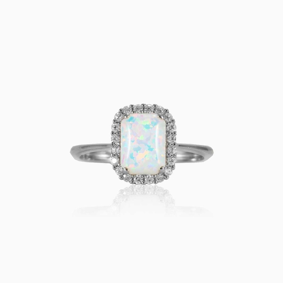 Woman Monte Cristo | Rectangle White Opal Ring