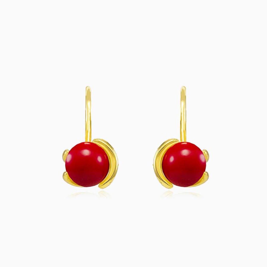 Woman Monte Cristo | Unique Red Coral Earrings