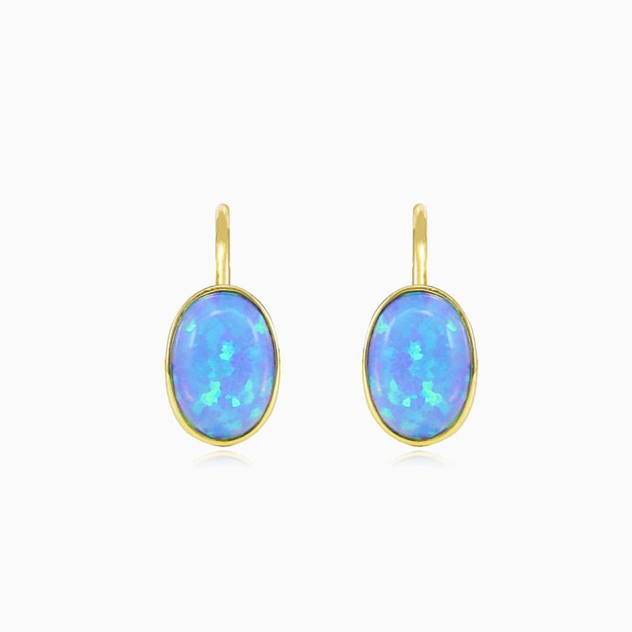 Woman Monte Cristo | Simple Blue Opal Gold Earrings