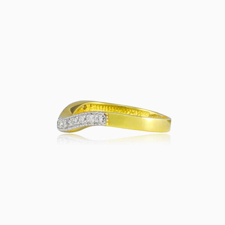 Woman Monte Cristo | Wavy Crystal And Gold Ring