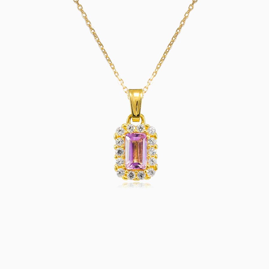 Woman Monte Cristo | Rectangle Amethyst Halo Pendant